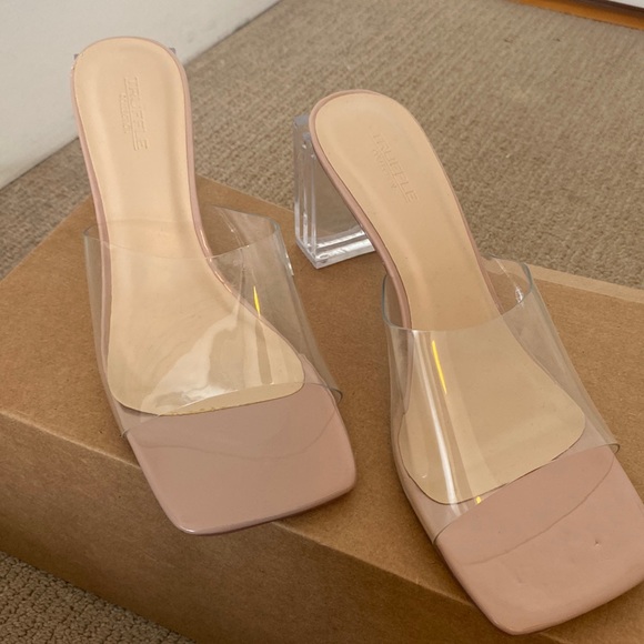Clear heeled mules in beige - Picture 1 of 4